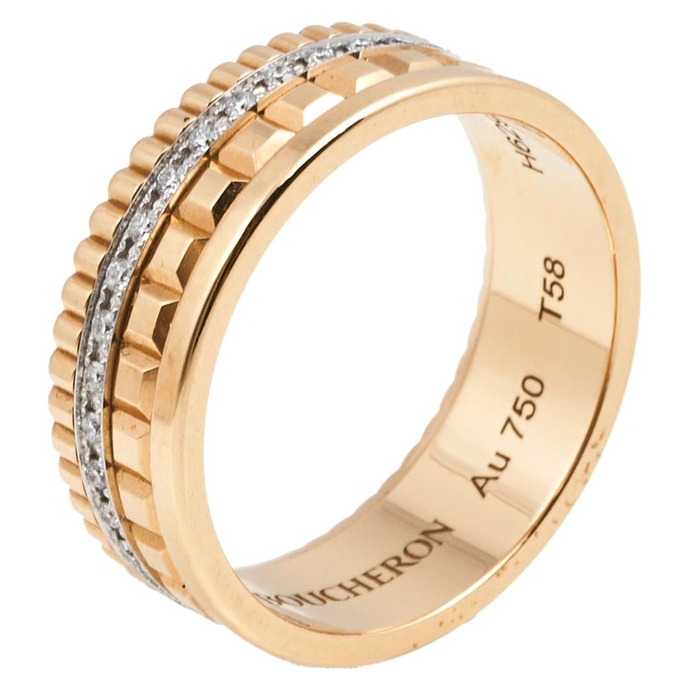 Boucheron Quadrate Radiant Diamond 18k Two Tone Gold Small Band Ring Size 58  at 1stDibs | what is a size 58 ring, 58 in ring size, boucheron ring size