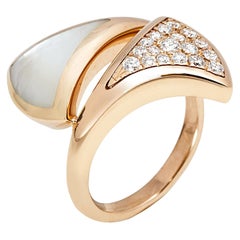 Bvlgari Divas' Dream Mother of Pearl Diamond 18k Rose Gold Ring Size 45