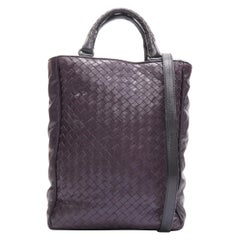 BOTTEGA VENETA 2008 dark purple intrecciato woven small crossbody tote bag