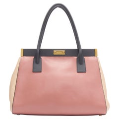 MARNI pink nude black gold clasp lock colorblock structured leather bag