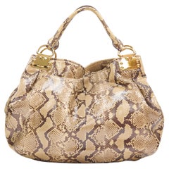 MIU MIU natural scaled genuine python leather gold hardware shoulder hobo bag