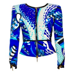 RARE Emilio Pucci by Peter Dundas 2010 Neopren Jacket Python Leather Details 40