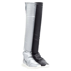 new RICK OWENS Runway New Runner Stretch silver black stocking boot sneaker EU36