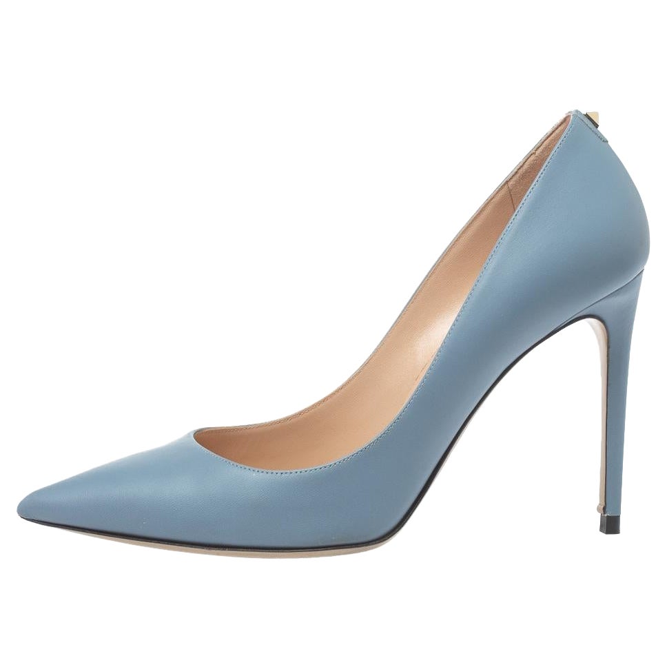 Valentino Blue Leather Pointed Toe Pumps Size 39.5