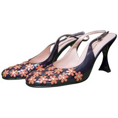 90s Dolce & Gabbana Floral Rhinstone Heels 