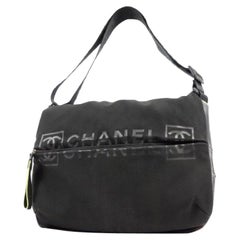 Vintage Chanel Messenger Cc Sports Logo 234271 Black Canvas Shoulder Bag