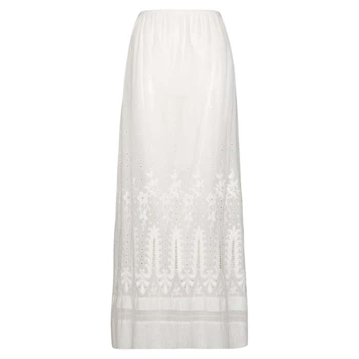 1910s Edwardian White Cotton Embroidered Lawn Skirt For Sale at 1stDibs ...