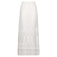 1910s Edwardian White Cotton Embroidered Lawn Skirt