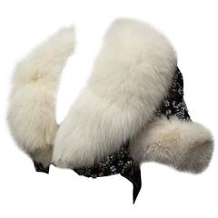 1950s Beaded Bolero With White Fox Fur Trim