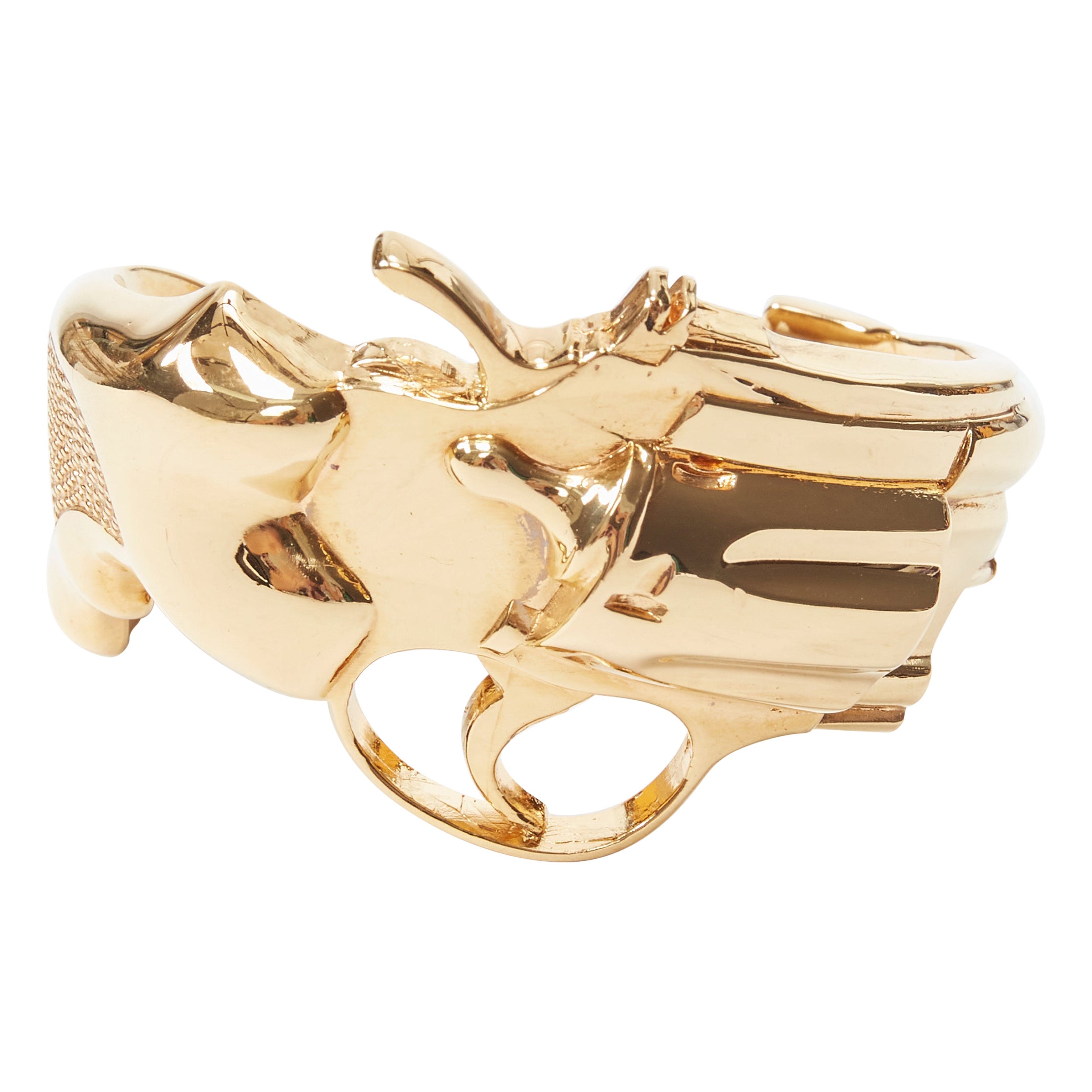 rare SAINT LAURENT 2014 Hedi Slimane Revolver Pistol Gun gold brass cuff