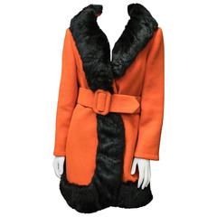 1960s Lilli Ann Red Rabbit Trimmed Coat 