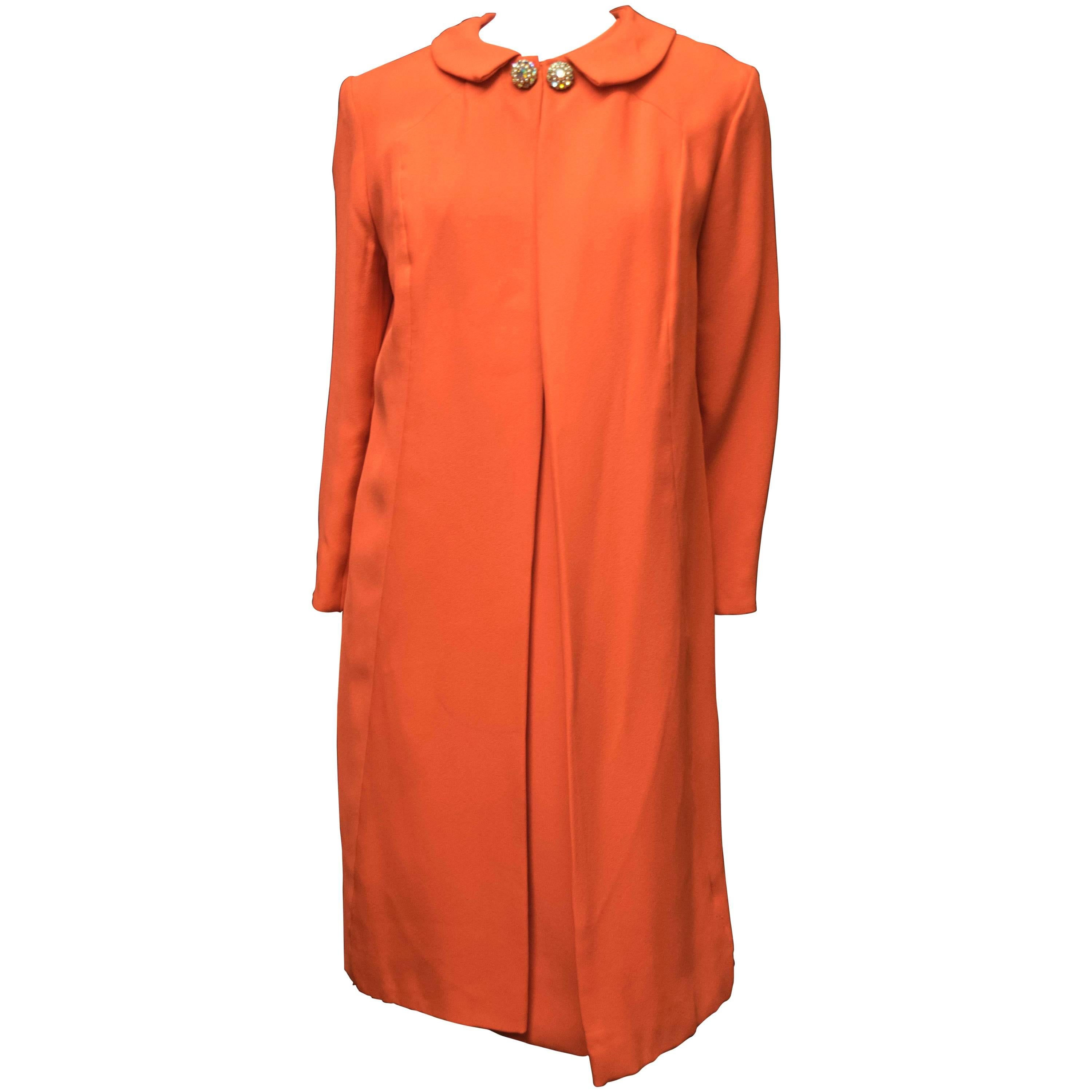 Emma Domb - Ensemble manteau robe et manteau orange, années 1960  en vente