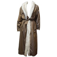 White Mink Fur Lined Trench Raincoat 