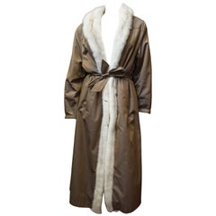 Vintage White Mink Fur Lined Trench Raincoat 