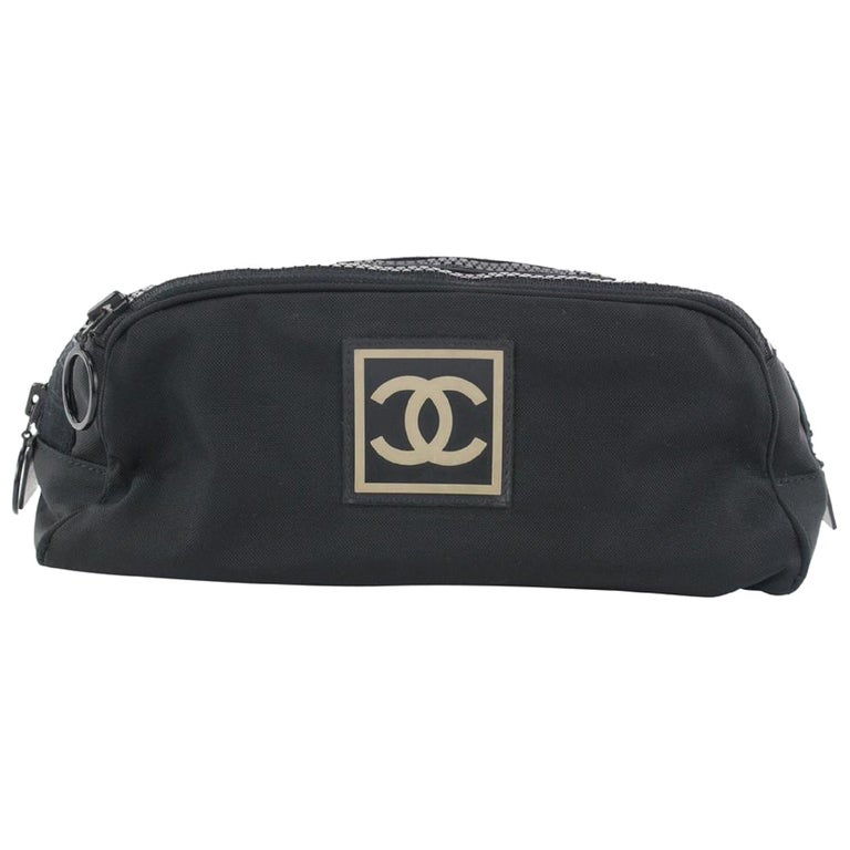 Chanel Black Sports CC Logo Toiletry Pouch Cosmetic Case Make Up
