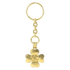 Vintage Chanel Gold 95p CC Clover Keychain Bag Charm 101c6