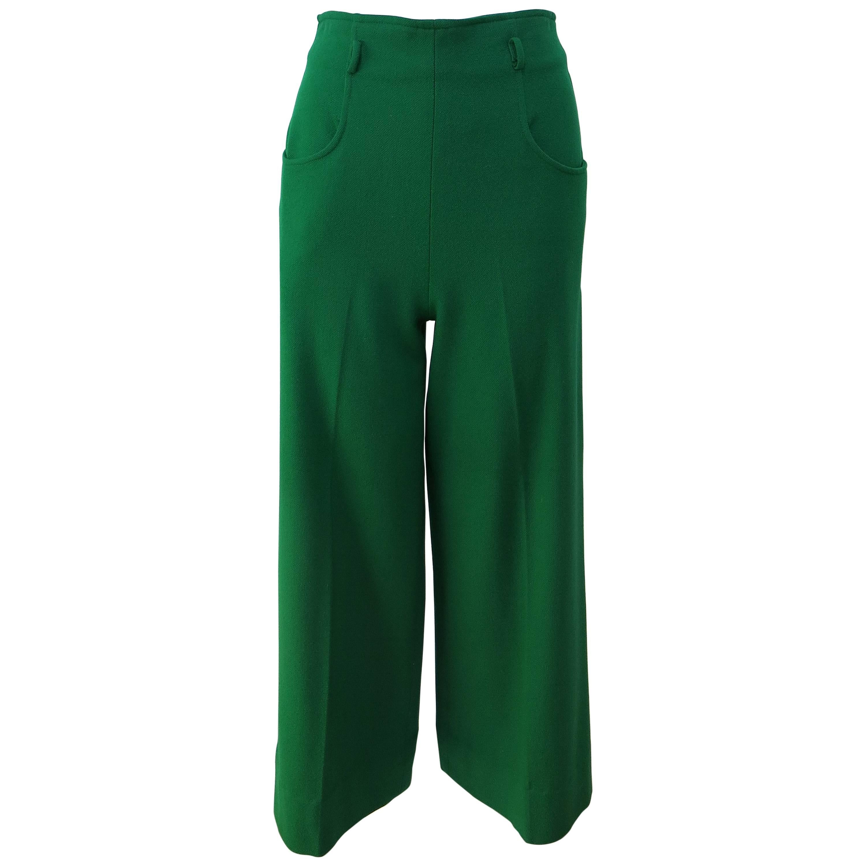 1970's The Beene Bag Green Wool Pants