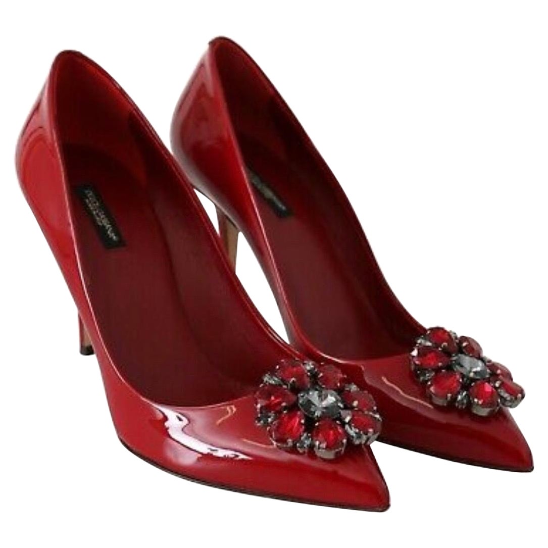Dolce & Gabbana Shoes Red Leather Patent Pumps Heels EU39