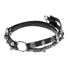 Gucci Black Leather Feline Head Choker Necklace Tiger 240255