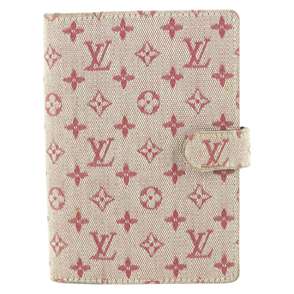 Louis Vuitton Burgundy Monogram Mini Lin Small Ring Agenda PM Diary Cover 