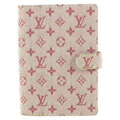 Vintage Louis Vuitton Burgundy Monogram Mini Lin Small Ring Agenda PM Diary Cover