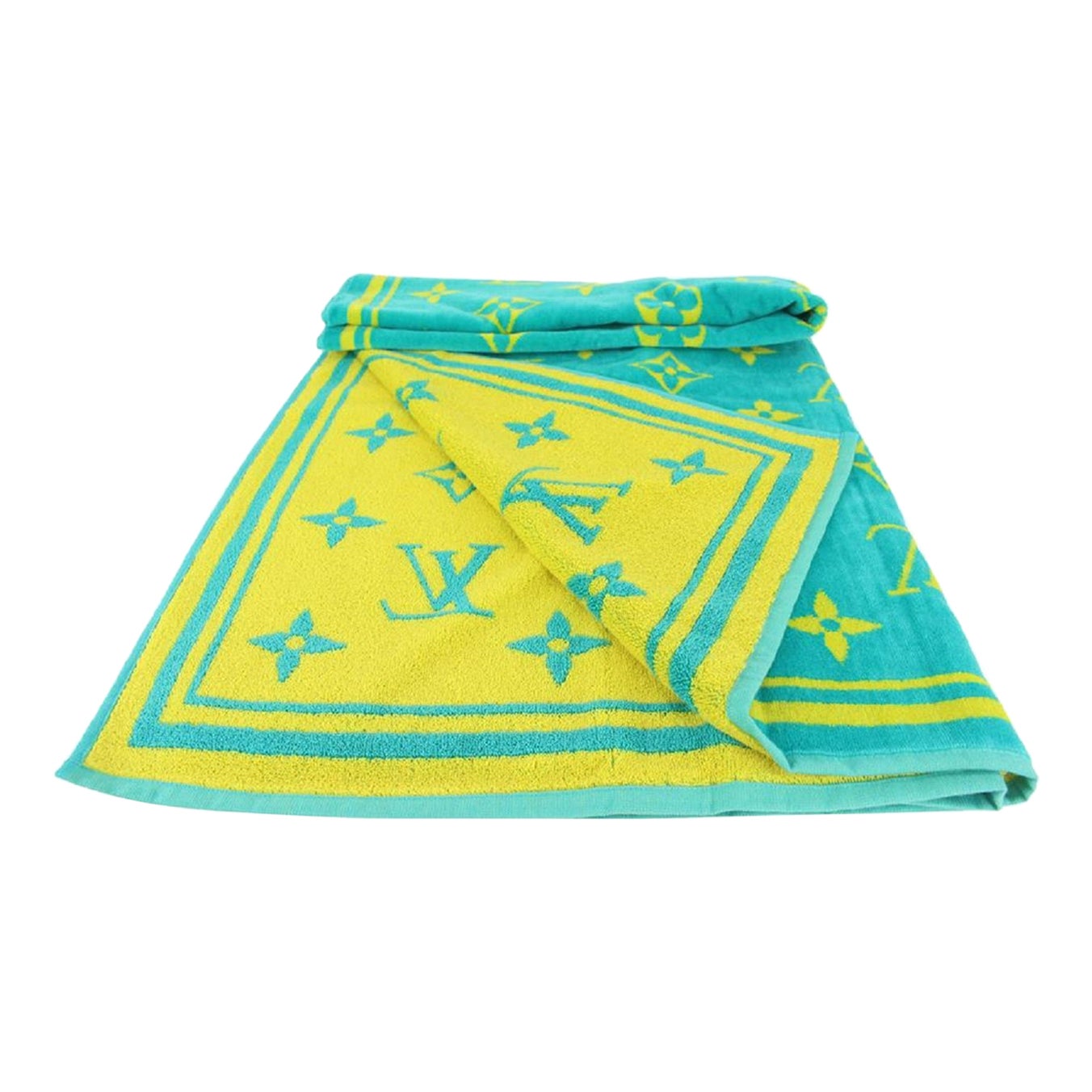 Louis Vuitton Limited Green x Yellow Monogram Vuittamins Beach Towel818lv51 For Sale