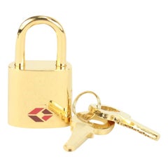 Vintage Louis Vuitton TSA Gold Padlock and Key Set Lock Keepall Eole 817lv37