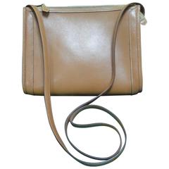 80's vintage HERMES tanned brown, courchevel leather, shoulder bag, clutch purse