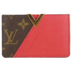 Vintage Louis Vuitton Brown x Red Monogram Kimono Card Holder Porte Cartes 923lv9