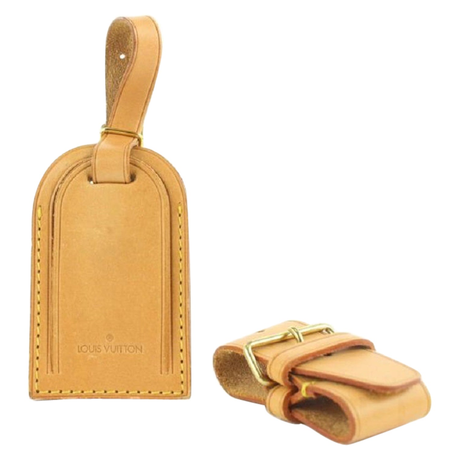 Louis Vuitton Vachetta Leather Luggage Tag and Poignet 152lvs25 For Sale at  1stDibs