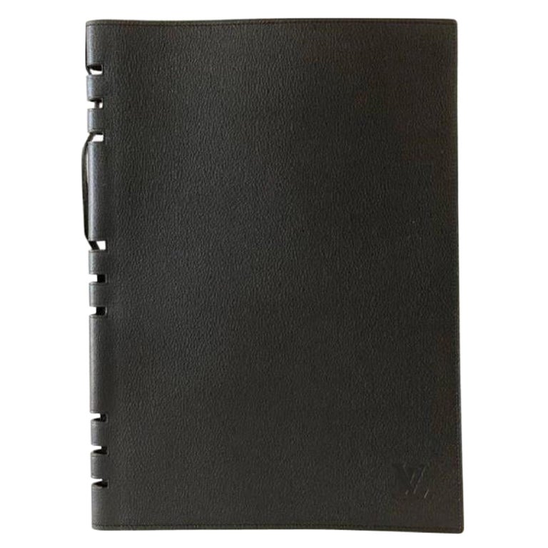 Großes schwarzes Leder-Damen-Handbuchdeckel von Louis Vuitton GM 858119 im Angebot