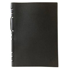 Großes schwarzes Leder-Damen-Handbuchdeckel von Louis Vuitton GM 858119