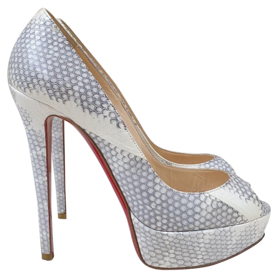 Green Christian Louboutin Python Platform Pumps For Sale at 1stDibs