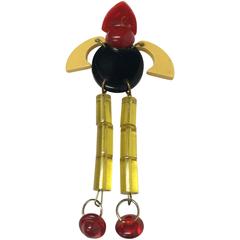 Large Bakelite Movable Figural Man Brooch Pin C1940s 5
