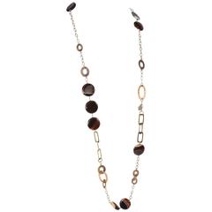 Long High Tech Banded Agate Sterling Silver Link Necklace 10