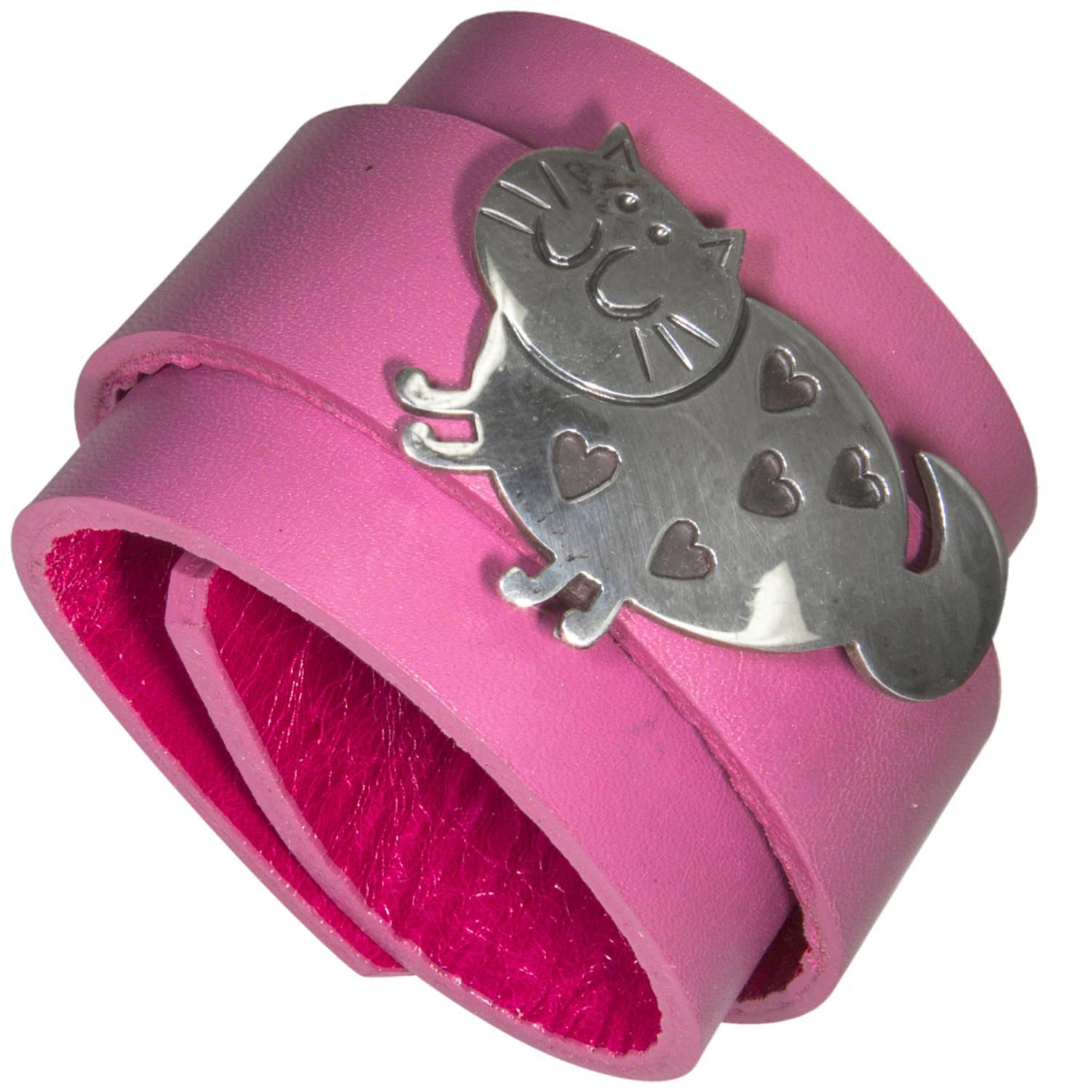 Sterling Silver Cheshire Cat on Leather Cuff Bracelet