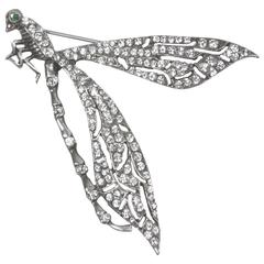 Stunning Large Runway Cubic Zirconia Sterling Silver Dragonfly Brooch Pin 12