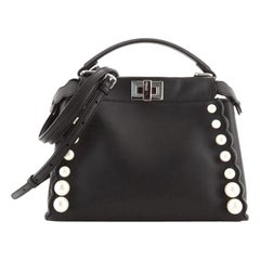 Fendi Peekaboo Bag Pearl Embellished Leather Mini