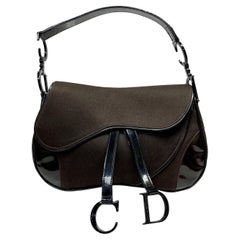Christian Dior Brown/Black Patent Saddle bag