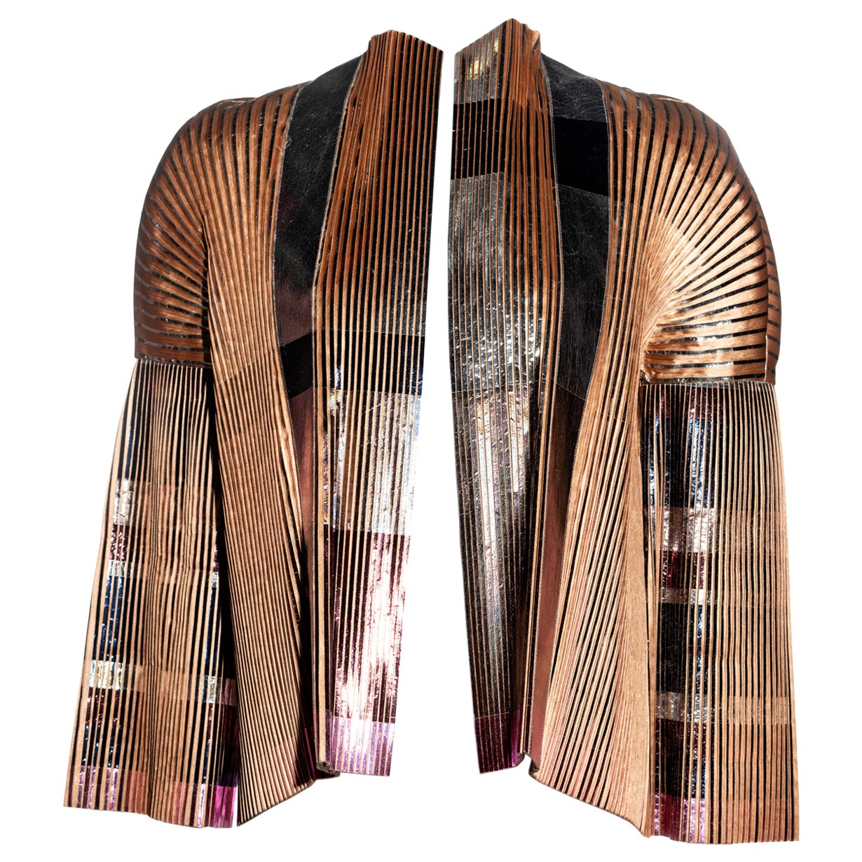 Veste plissée en soie métallisée Balenciaga by Nicolas Ghesquière, printemps-été 2009  en vente