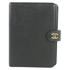 Chanel CC Logo Agenda Abdeckung aus schwarzem Leder 15cz1002