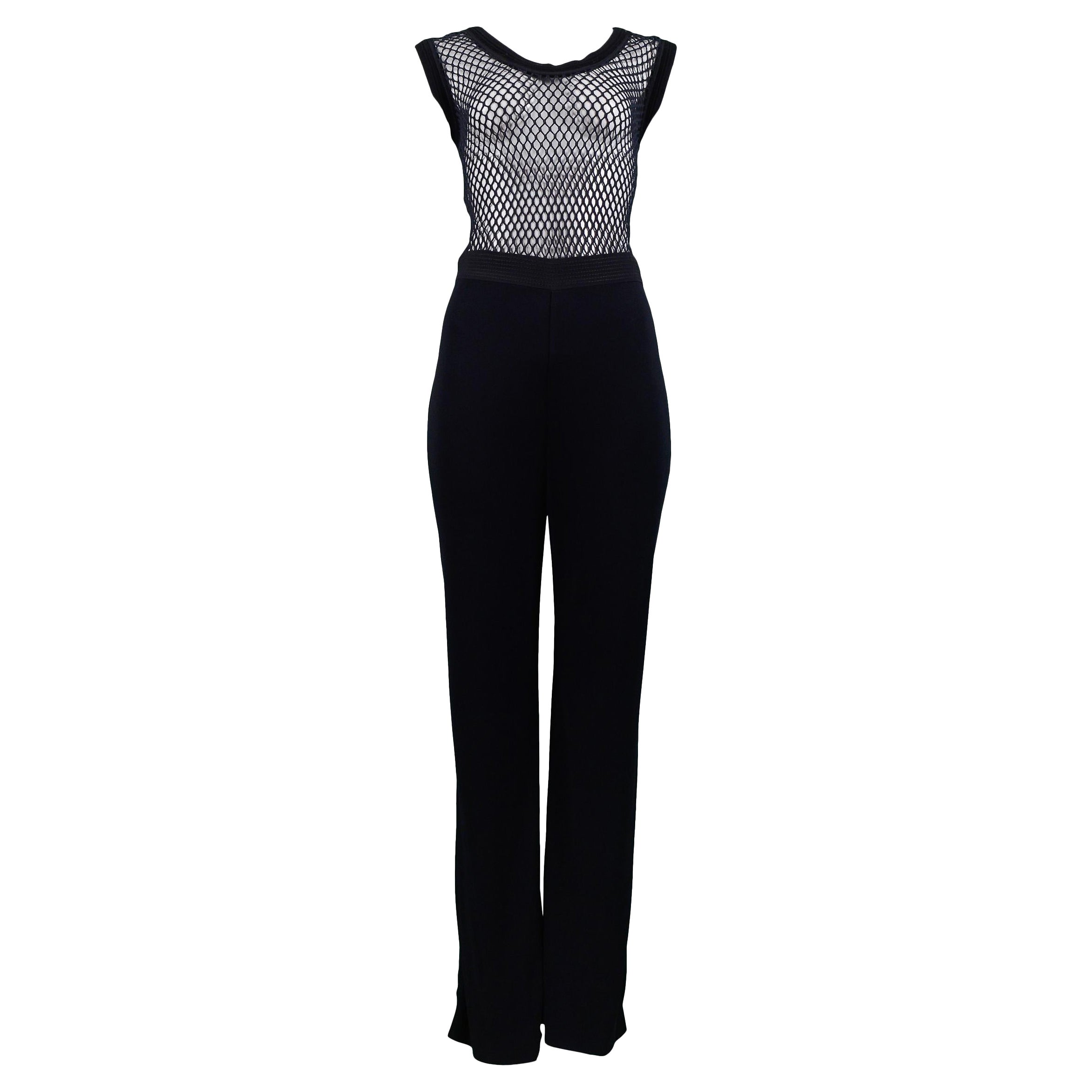 Sexy Gianfranco Ferre Black Mesh Illusion Jumpsuit For Sale