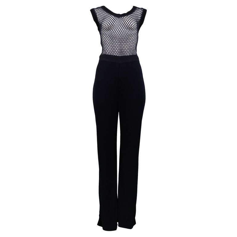 Sexy Gianfranco Ferre Black Mesh Illusion Jumpsuit For Sale at 1stDibs