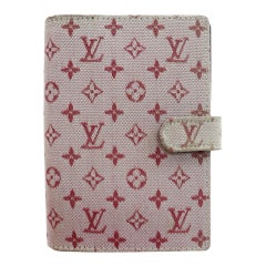 Vintage Louis Vuitton Pink 872104 Monogram Mini Lin Diary Cover Agenda Pm Bordeaux