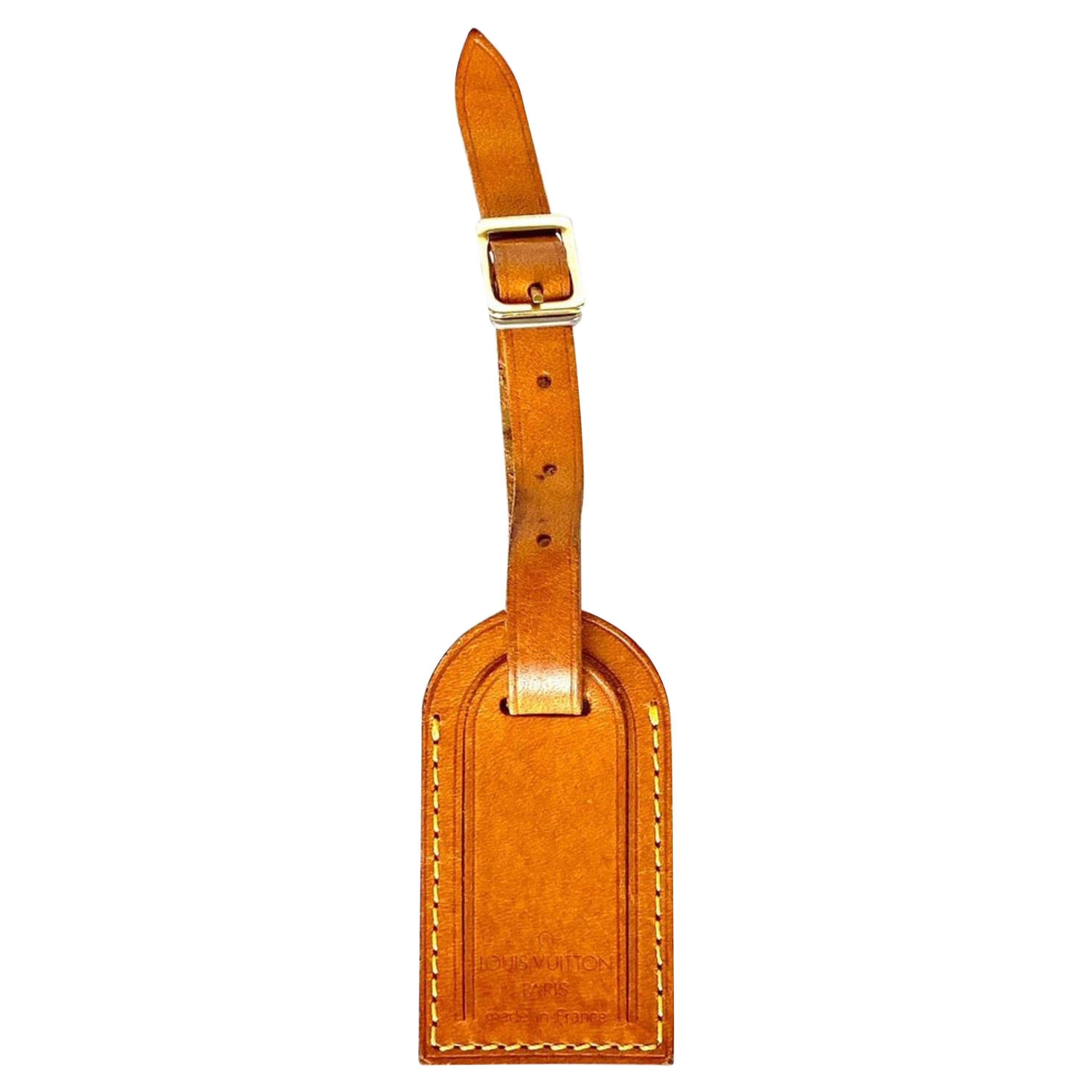 Étiquette de bagage Louis Vuitton en cuir de vachette naturel 9lva627