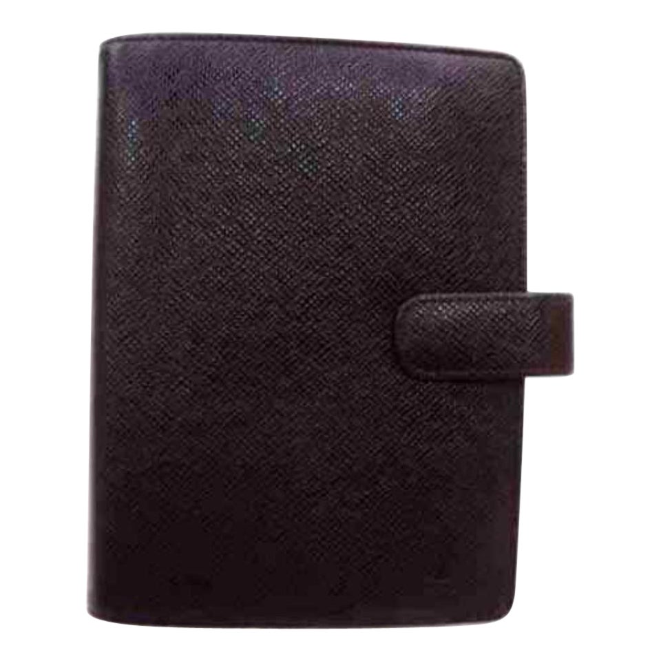 Louis Vuitton Burgundy Bordeaux Taiga Leather Medium Ring Diary Cover Agenda Mm  For Sale