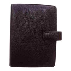 Louis Vuitton Burgundy Bordeaux Taiga Leather Medium Ring Diary Cover Agenda Mm 