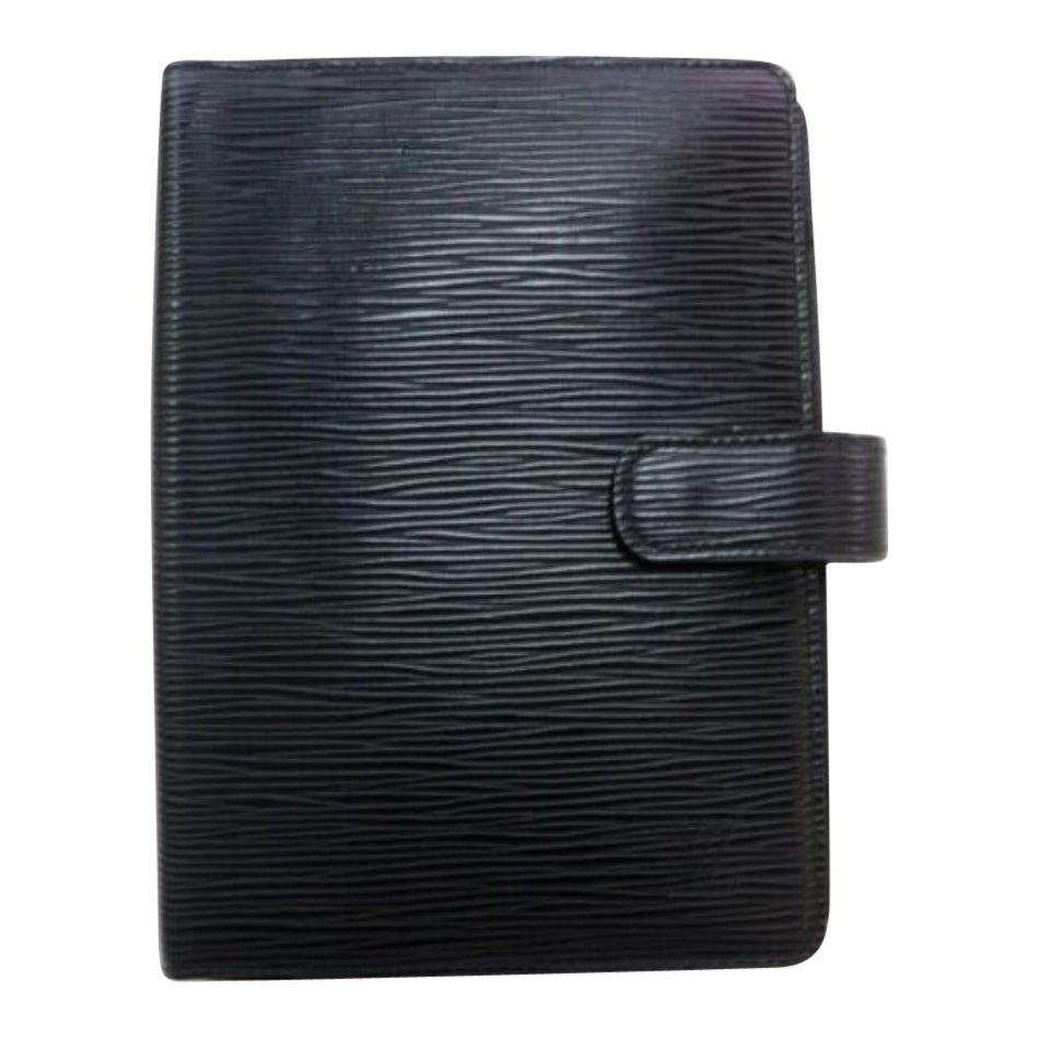 Louis Vuitton Black Medium Ring Epi Agenda Mm Diary Cover 872912 For Sale