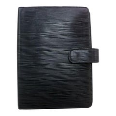 Used Louis Vuitton Black Medium Ring Epi Agenda Mm Diary Cover 872912