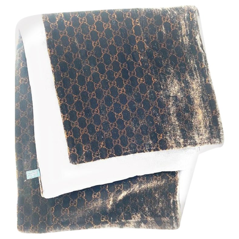Gucci Brown Monogram Gg Velour Velvet 16g65 Scarf/Wrap